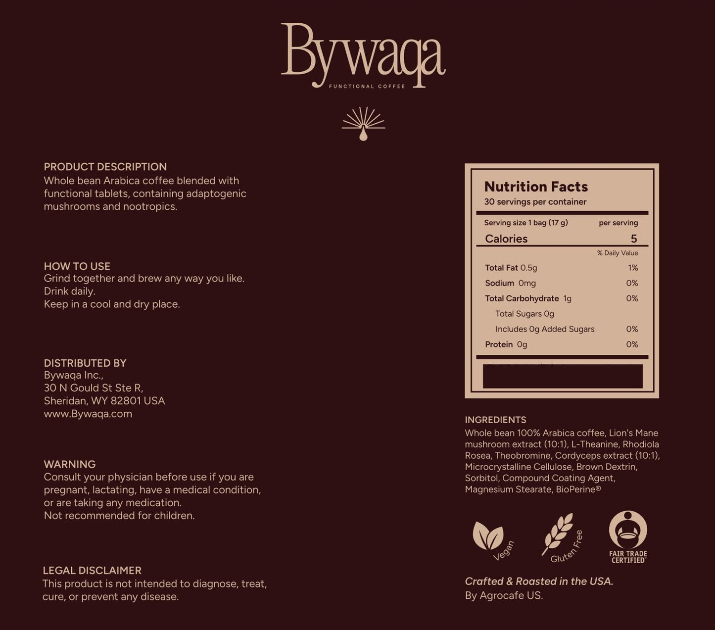 Bywaqa Premium Mushroom Coffee - Bywaqa